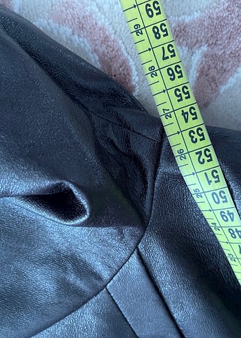 Siyah Kemerli Uzun Deri Kadın Ceket deri kap - Görsel 15