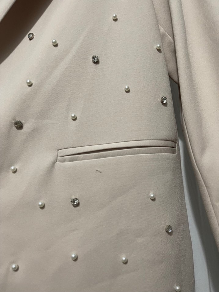 Bej Uzun Düğmeli Kadın Blazer Ceket - Görsel 4