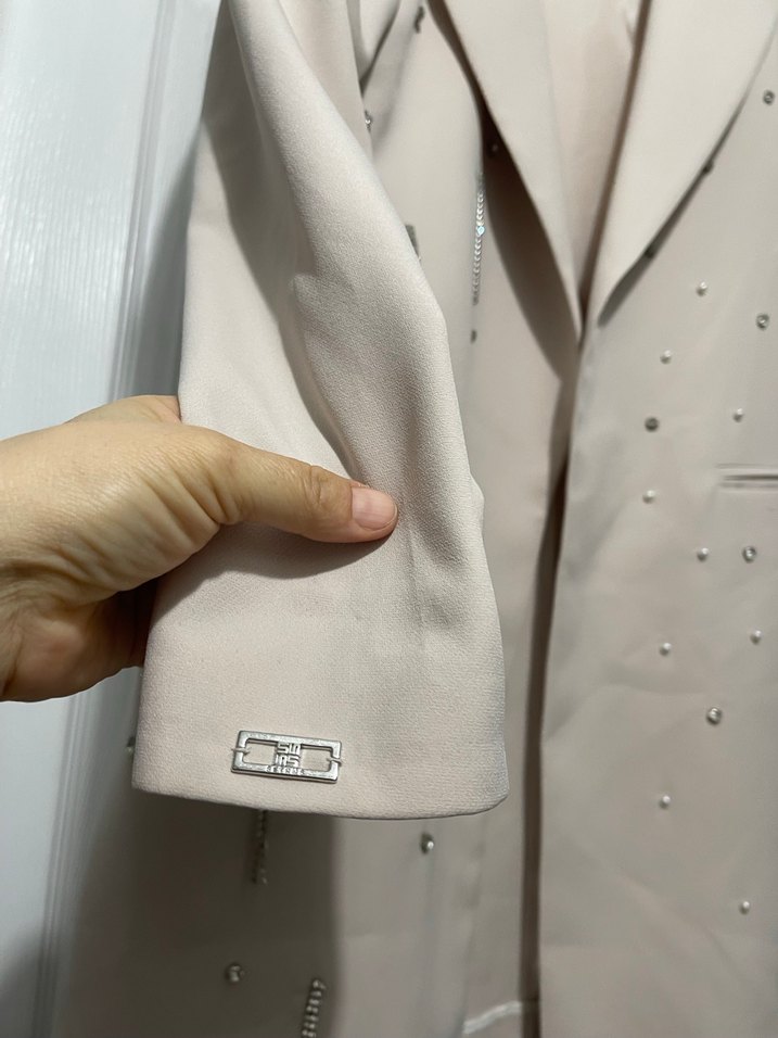 Bej Uzun Düğmeli Kadın Blazer Ceket - Görsel 5