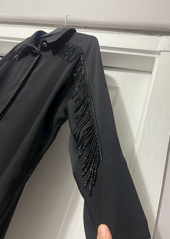 Siyah Uzun Kollu Payetli Gotik Tunik - Görsel 7