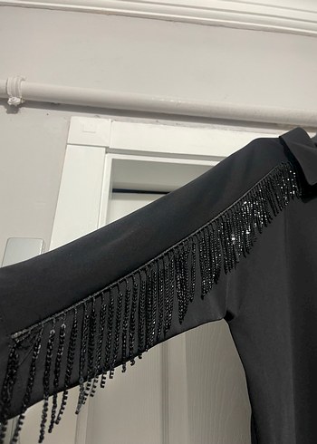 Siyah Uzun Kollu Payetli Gotik Tunik - Görsel 4