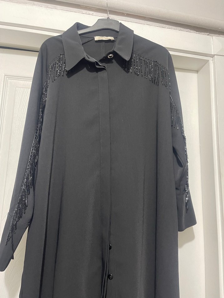 Siyah Uzun Kollu Payetli Gotik Tunik - Görsel 2