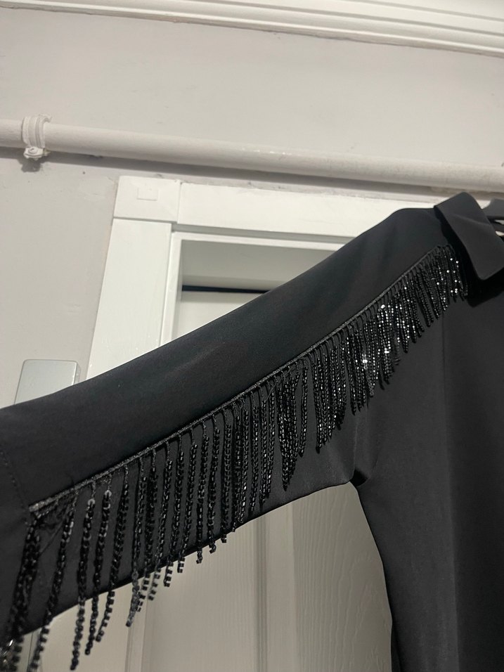 Siyah Uzun Kollu Payetli Gotik Tunik - Görsel 4