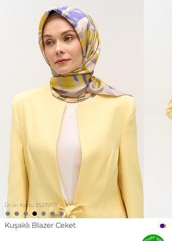 42 Beden Sarı Kuşaklı Kadın Blazer Ceket