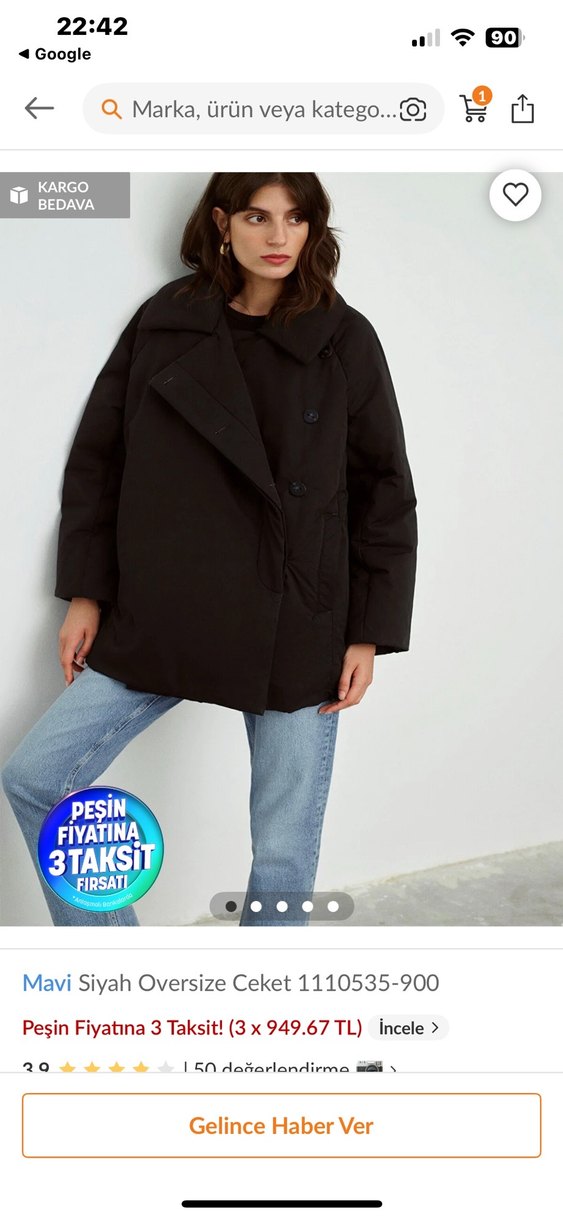 #mavi#kadın#şişme#mont - Görsel 2