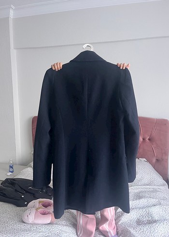 Stradivarius Düğmeli Lacivert Klasik Kaban - Görsel 2