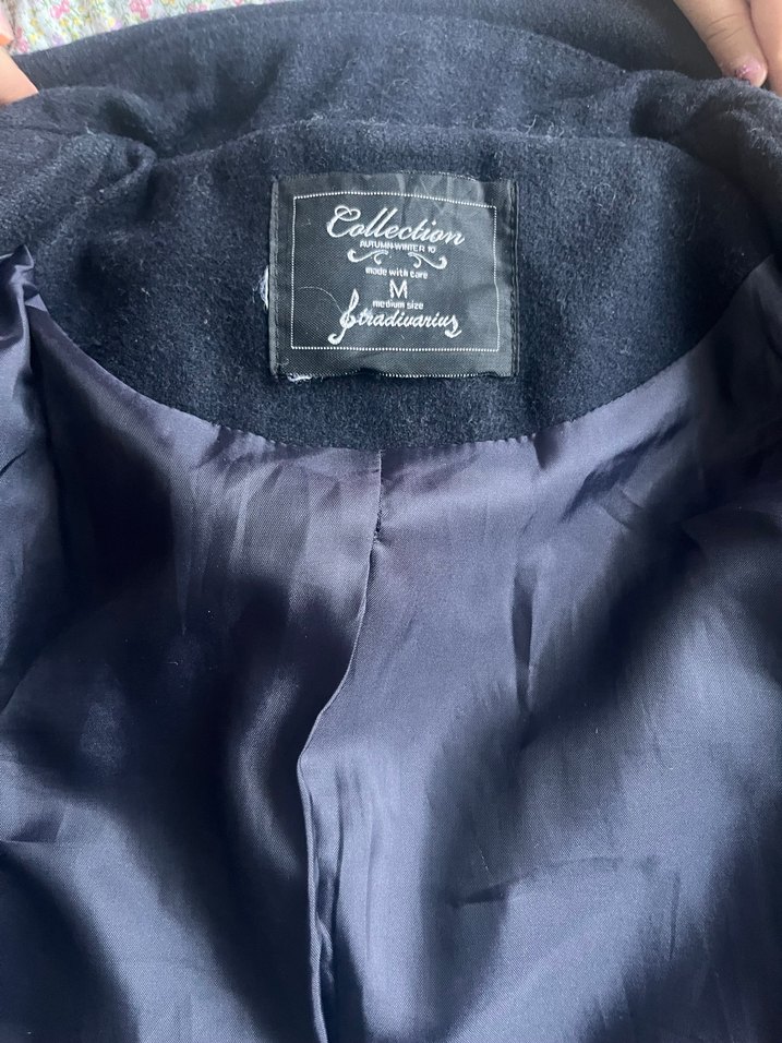 Stradivarius Düğmeli Lacivert Klasik Kaban - Görsel 3