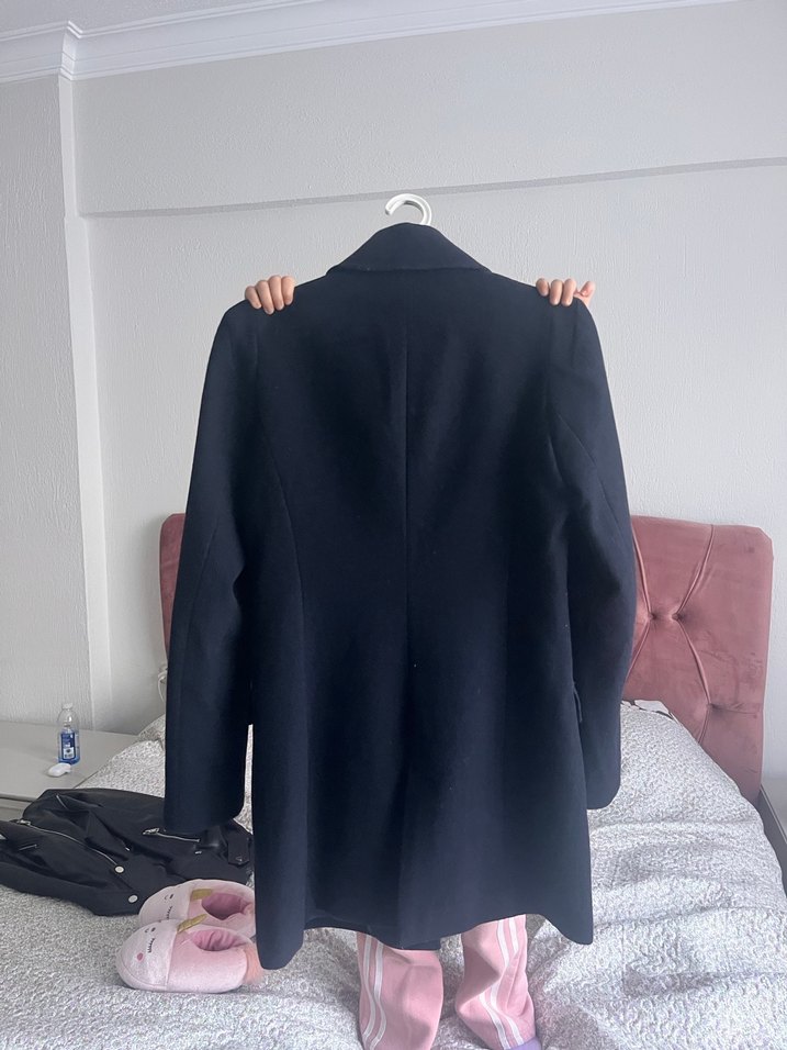 Stradivarius Düğmeli Lacivert Klasik Kaban - Görsel 2