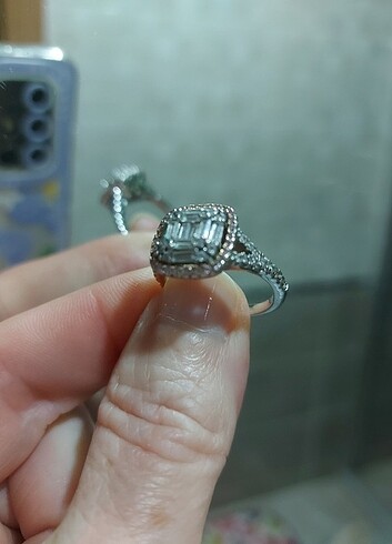 925 AYAR BAGET TAŞLI GÜMÜŞ YÜZÜK - Görsel 8