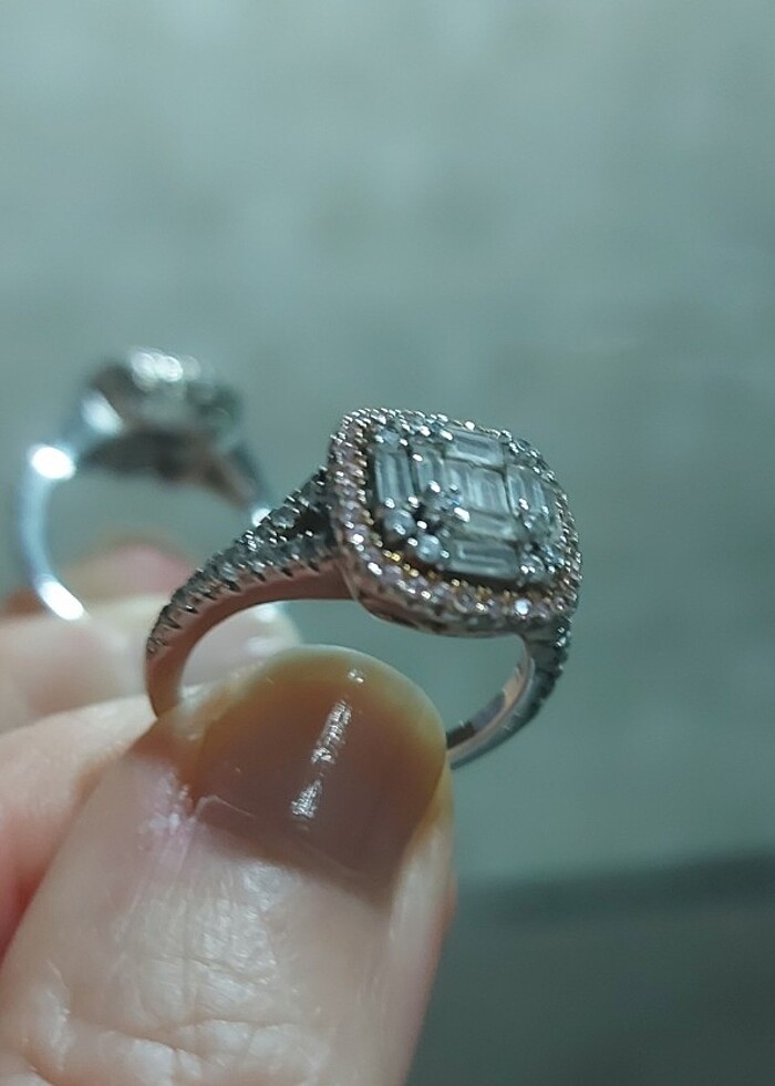 925 AYAR BAGET TAŞLI GÜMÜŞ YÜZÜK - Görsel 2