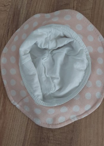3-6 Ay, 17 cm Beden pembe Renk Pembe Puantiyeli Kız Çocuk Şapkası