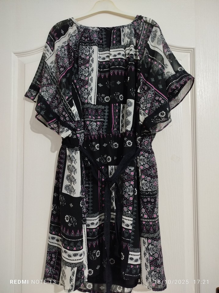 Bohem Desenli  şifon Midi Elbise - Görsel 4