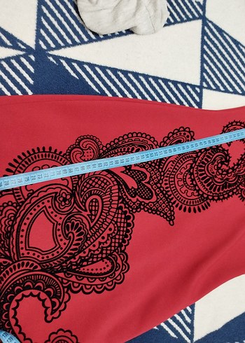 kadife kabartma Detaylı Kırmızı Kadın  Elbise - Görsel 6