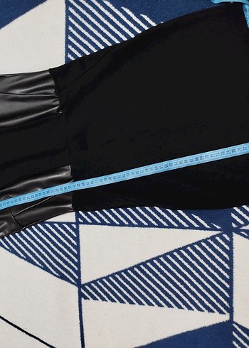 Siyah Deri Detaylı Kemerli Mini Elbise - Görsel 5