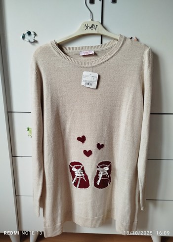 Bej Desenli Kadın Triko Kazak - Görsel 5