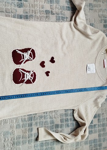 Bej Desenli Kadın Triko Kazak - Görsel 4