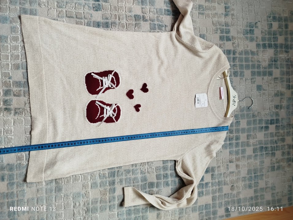 Bej Desenli Kadın Triko Kazak - Görsel 4