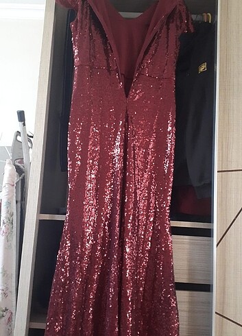 xl Beden Full payet elbise çok şık bordo renktir sadece 1 gece giyildi
