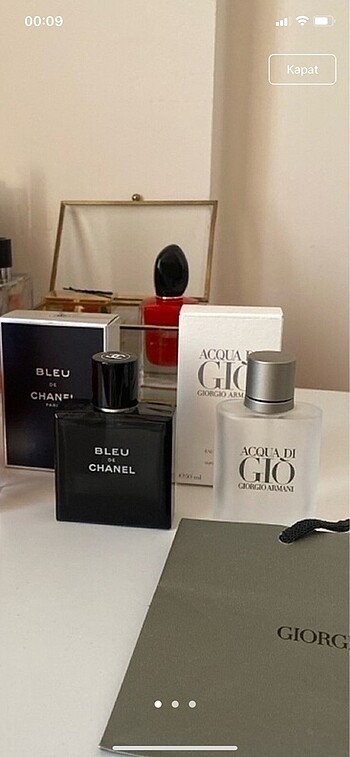 Bleu de chanel ve Armanı şişe