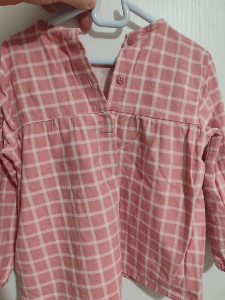 Pembe Kız Çocuk Uzun Kollu Fırfırlı gömlek - Görsel 3