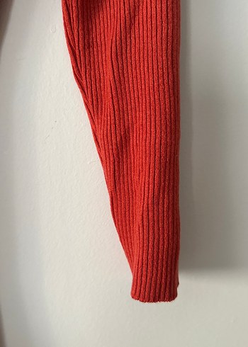 Kırmızı Uzun Triko Elbise Yüksek Yaka - Görsel 5