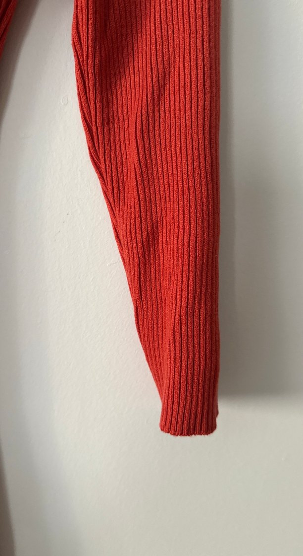Kırmızı Uzun Triko Elbise Yüksek Yaka - Görsel 5