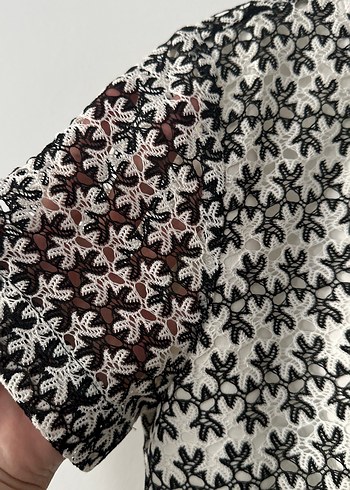 Dantel Detaylı V Yaka Midi Bohem Elbise - Görsel 2