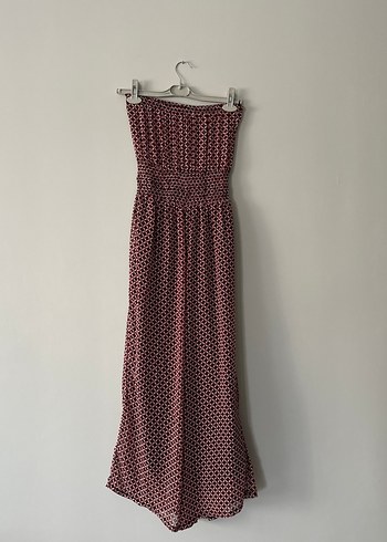 Bordo Bağcıklı Straplez tulum - Görsel 6