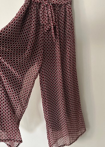 Bordo Bağcıklı Straplez tulum - Görsel 3