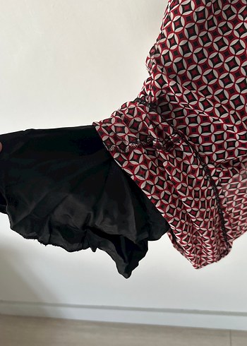 Bordo Bağcıklı Straplez tulum - Görsel 8