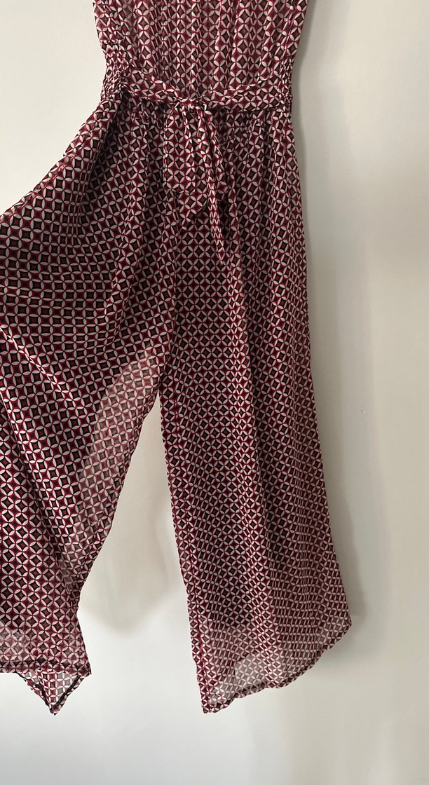 Bordo Bağcıklı Straplez tulum - Görsel 3