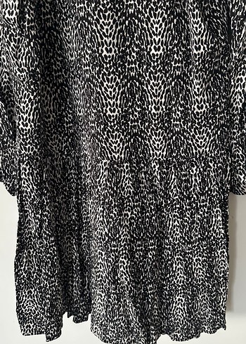 Gri Yılan Desenli Uzun Kollu Pilili Elbise - Görsel 9