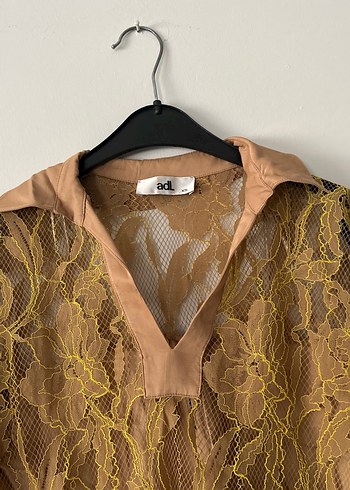 Bej Dantel Detaylı Bohem Kadın Bluz - Görsel 3