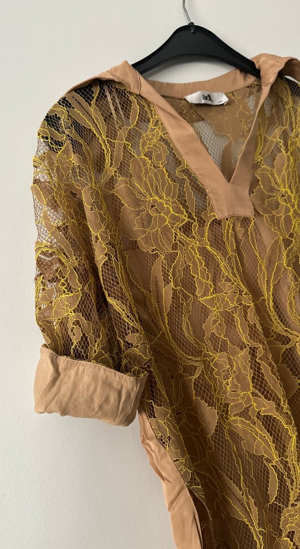 Bej Dantel Detaylı Bohem Kadın Bluz - Görsel 4