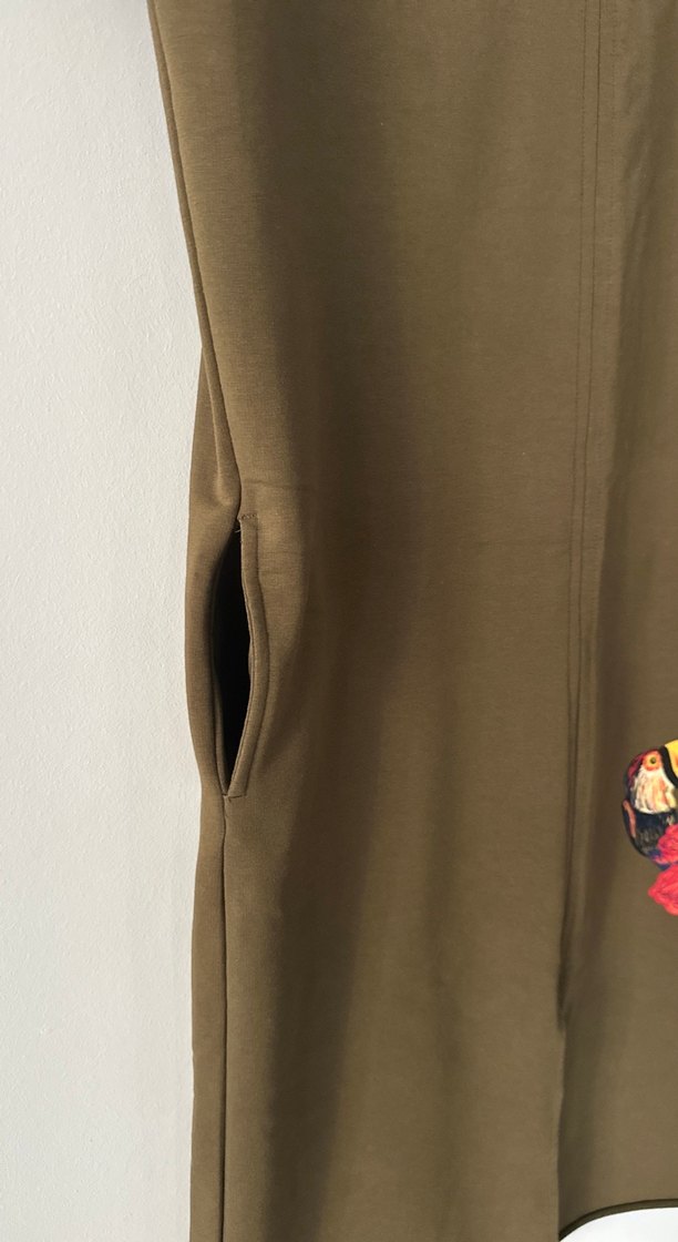 Yeşil Uzun Kollu penye Elbise - Görsel 4