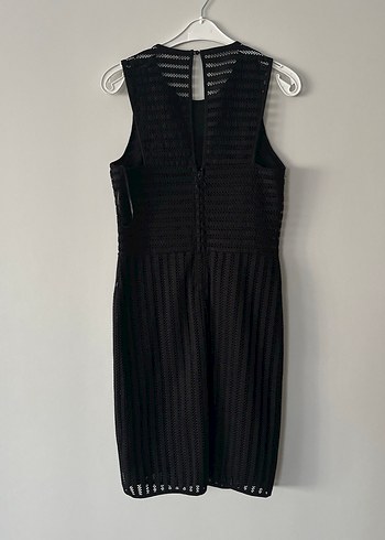 Siyah Piliseli Kolsuz Uzun Kadın Elbise - Görsel 11