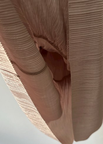 Bej Kadın Uzun Pliseli Elbise - Görsel 6