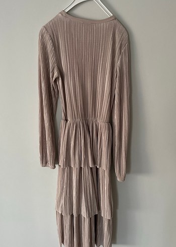 Bej Kadın Uzun Pliseli Elbise - Görsel 9