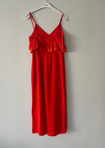 Turuncu Askılı Fırfırlı Bohem tulum - Görsel 7