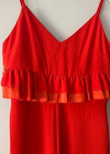 Turuncu Askılı Fırfırlı Bohem tulum - Görsel 3