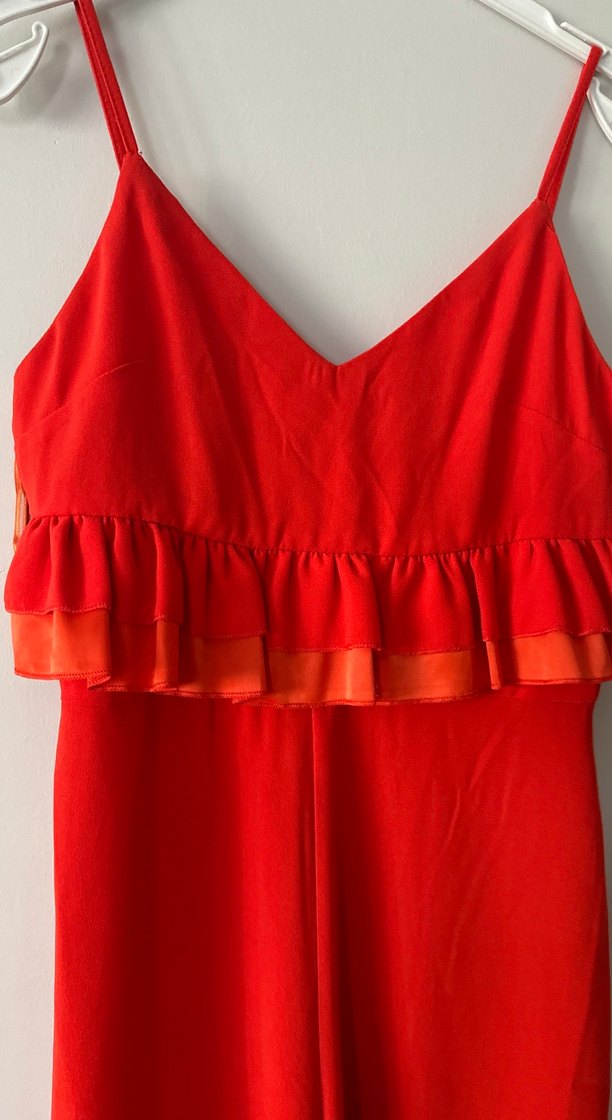 Turuncu Askılı Fırfırlı Bohem tulum - Görsel 3