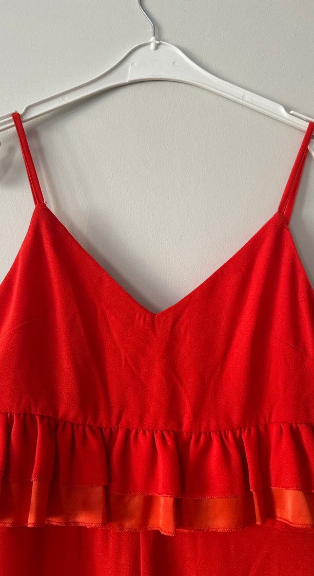 Turuncu Askılı Fırfırlı Bohem tulum - Görsel 5