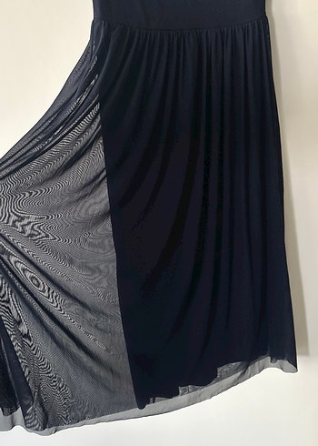 Siyah Uzun Drapeli Kolsuz Elbise - Görsel 5