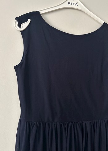 Siyah Uzun Drapeli Kolsuz Elbise - Görsel 2