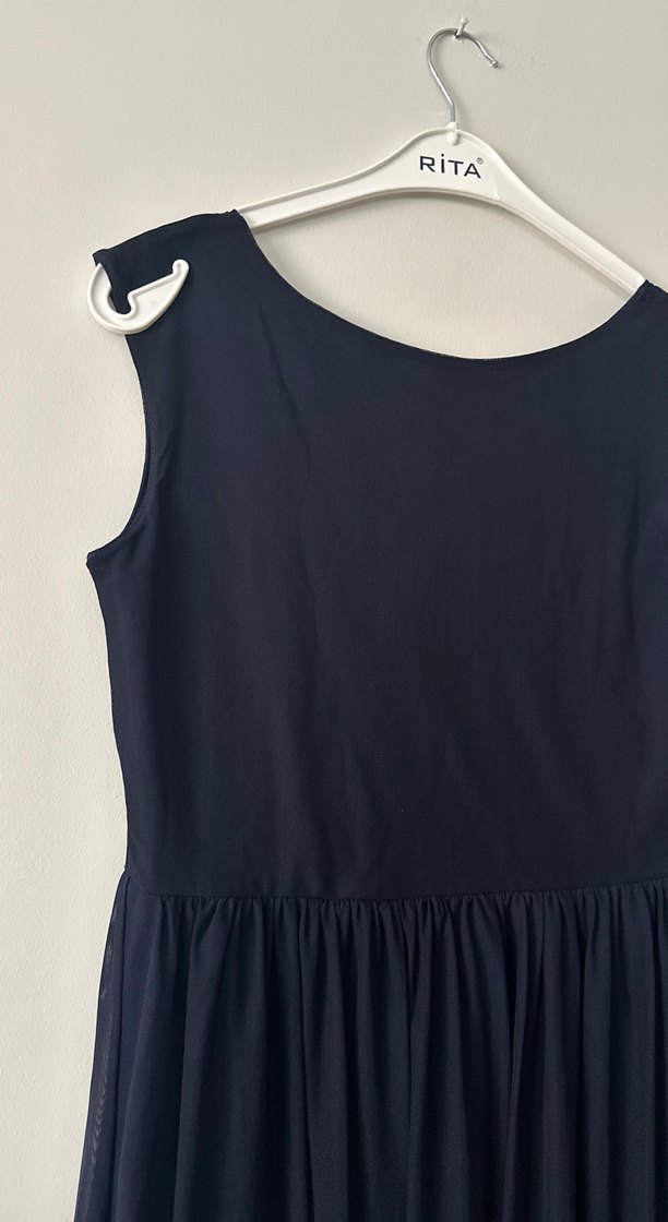 Siyah Uzun Drapeli Kolsuz Elbise - Görsel 2