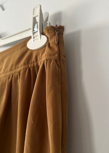 Drapeli Kahverengi Uzun Etek - Görsel 3