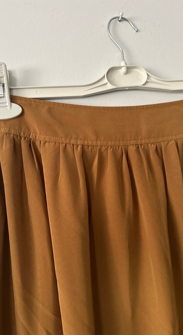 Drapeli Kahverengi Uzun Etek - Görsel 2