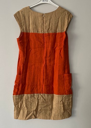 Keten Kumaşlı Midi Bohem Elbise - Görsel 8