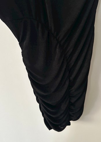 Tek Omuzlu Siyah Drapeli Uzun Abiye Elbise - Görsel 9