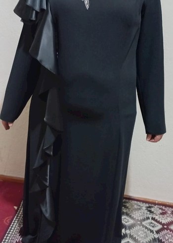 50 Beden Uzun Siyah Abiye Kadın Elbise